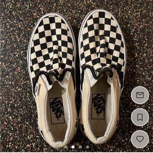 Vans black and white checkered slip on shoes